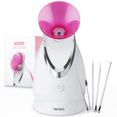 EZBASICS facial steamer front view showing ionic steam for smoother skin prep