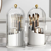 Ezebesta makeup brush holder with clear lid for easy brush selection and protection.