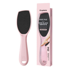F3 Systems Wide Emery Foot File Pink with a wide head for quick pedicures.