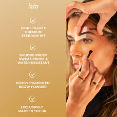 Dual-ended brush shapes and blends for flawless brows.