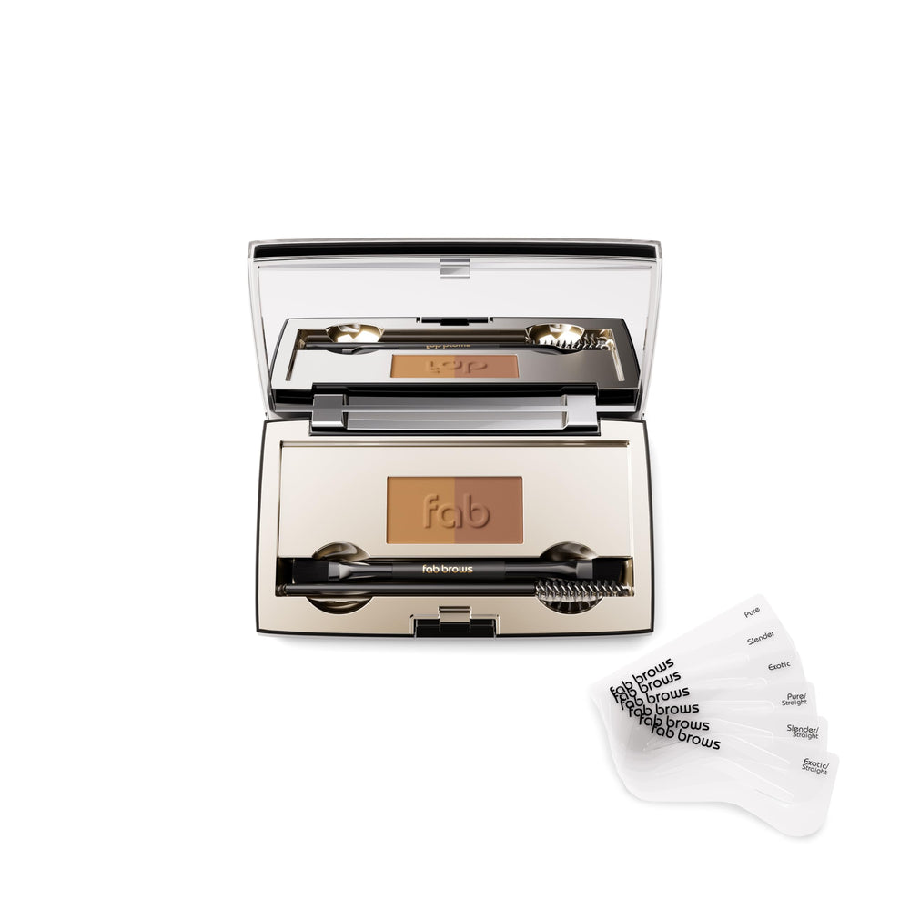 Fab Brows Duo Eyebrow Kit with compact case for precise symmetry.