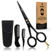 Fabix 5in professional beard scissors close-up for precise trims.