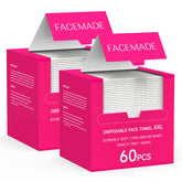 FACEMADE: toallas faciales desechables XXL 12x12, suaves y amplias para limpieza