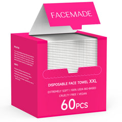 FACEMADE toallas faciales XXL 12x12, suaves y absorbentes para limpieza diaria.