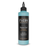 Facón clear gel bottle application for precise, visible shaving with no foam.