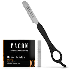 FACON Faether Razor for hair cutting showing a clean, precise cut ready to shape.