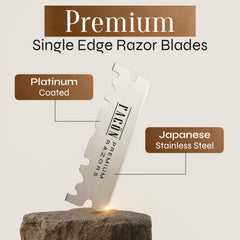 FACON platinum-coated blade offers smooth glide and long-lasting sharpness.