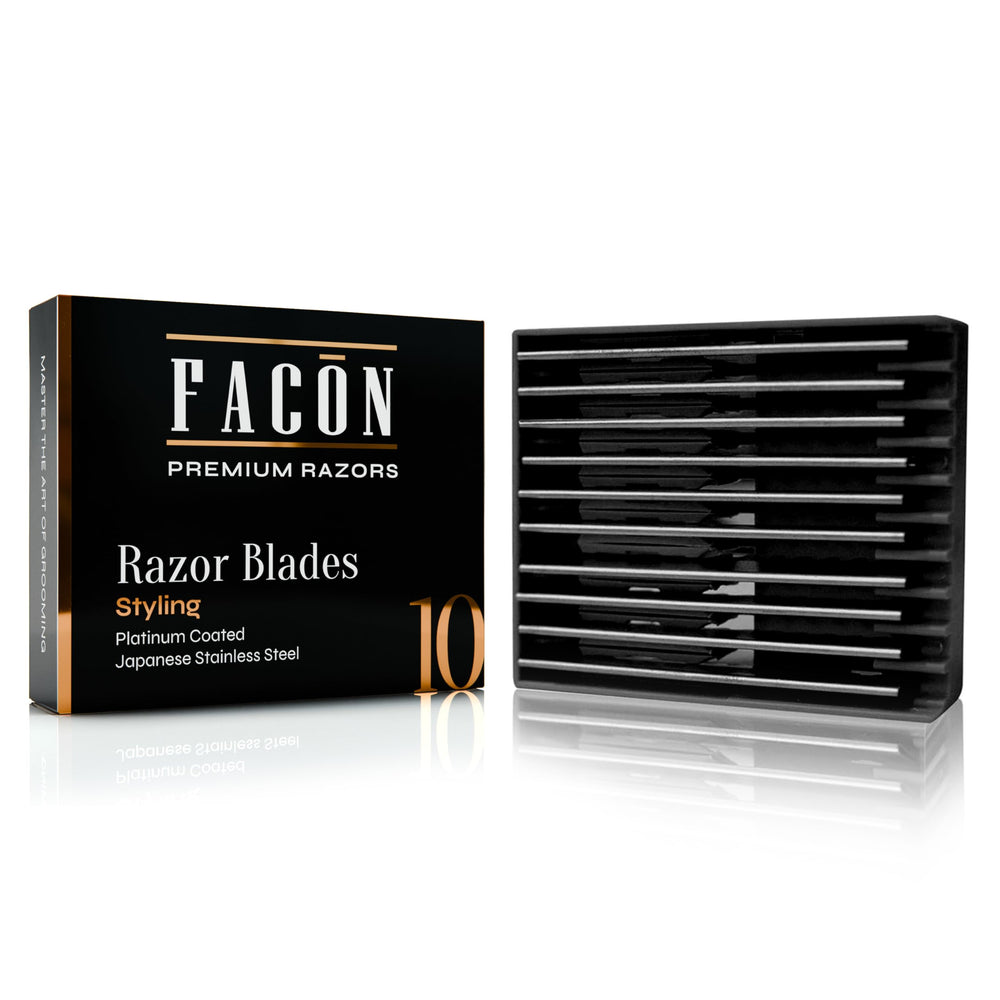 FACON professional razor blades pack for durable, precise cuts in salons or at home.