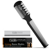 FACON Razor Comb professional-styling with replacement blades delivers salon-like precision for clean cuts.