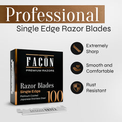FACON single-edge blade delivering precise shave with clean edge.