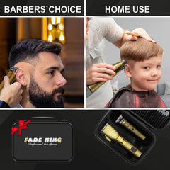 FADEKING cordless barber kit with travel case for on-the-go grooming sessions.