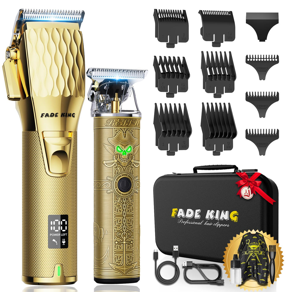 FADEKING professional hair clippers with LCD display for precise fades and clean lines.