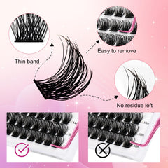 Applying FADLASH lash clusters with tweezers for DIY extensions.