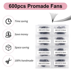 FADLASH slim-base premade fans for easy application and less adhesive.