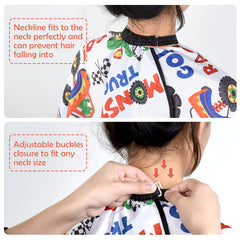 FaHaner cape adjustable neck closure fits most kids securely.