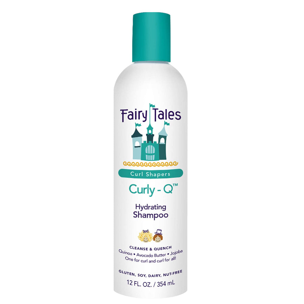Botella de Fairy Tales Curly Q hidratante champú para rizos.
