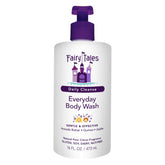 Fairy Tales gel de baño para niños, botella frontal, limpieza suave para piel sensible.