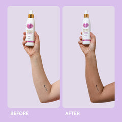 Liquid formula shows smooth, fast-drying self-tanner texture.