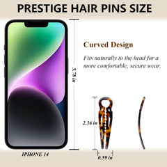 Alfiler de pelo Fallinlocks curvo con diseño cómodo para ocultarse bajo el cabello.
