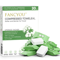 Fancyou toallas comprimidas compactas para viaje, limpieza rápida y suave.