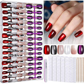 Fandamei cat-eye press-on nails in a 6-color set for versatile at-home manicures.