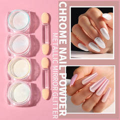 Fandamei chrome nail powder adds iridescent shine to UV gels and acrylics