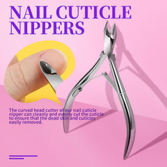 Fandamei cuticle tools with trimmer, pusher, and fork for clean edges.