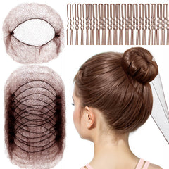 Fandamei invisible 12inch brown hair net creates a smooth bun.