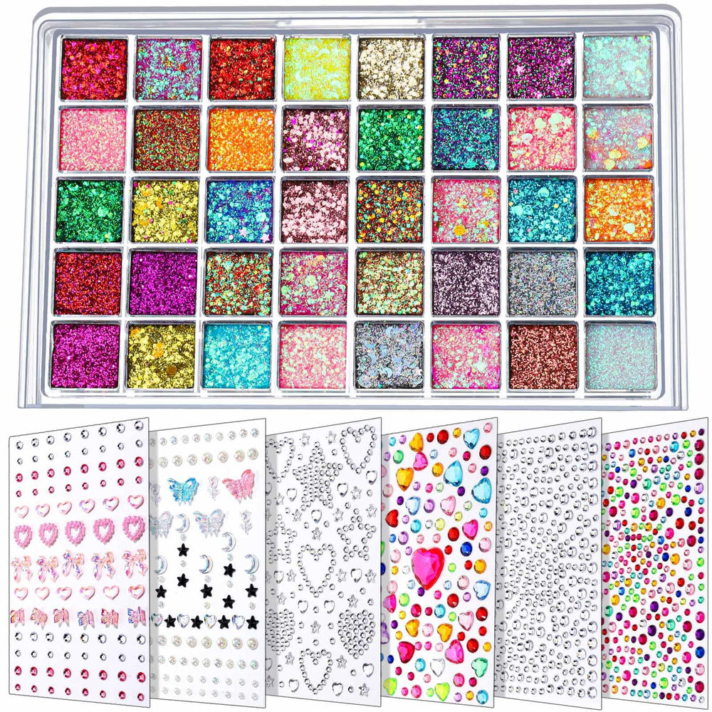 Fandamei paleta de gel brillo 40 colores para rostro y cuerpo