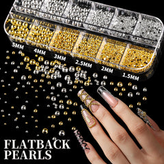Gemas Fandamei: perlas planas beige para diseños suaves y brillantes.