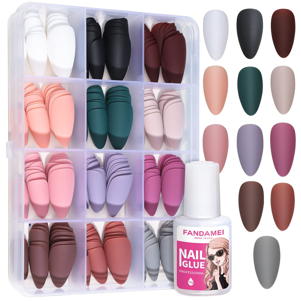 Fandamei almond nude matte press‑on nails for everyday chic manicure
