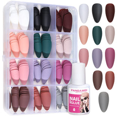 Fandamei almond nude matte press‑on nails for everyday chic manicure
