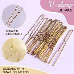 Fandamei gold U-shaped pins with ball ends protect scalp.