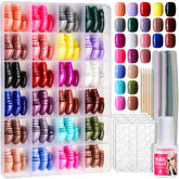 Uñas pegables FANDAMEI cortas brillantes para acabado natural y práctico.