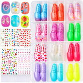 Uñas postizas FANDAMEI para niñas con 12 estilos ombre glitter para juego