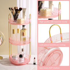 Fangoo pink dresser organizer with transparent design complements decor and shows items clearly.