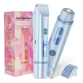 FANKRUAI Bikini Trimmer for Women blue side view for on-the-go grooming