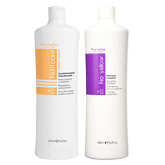 Fanola No Yellow Shampoo bottle neutralizes brass for cooler blondes.