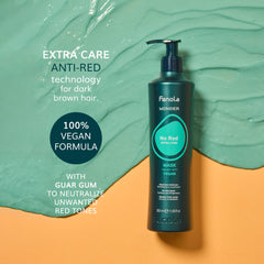 Fanola Wonder No Red applied to brunette hair for ashier tone after treatment