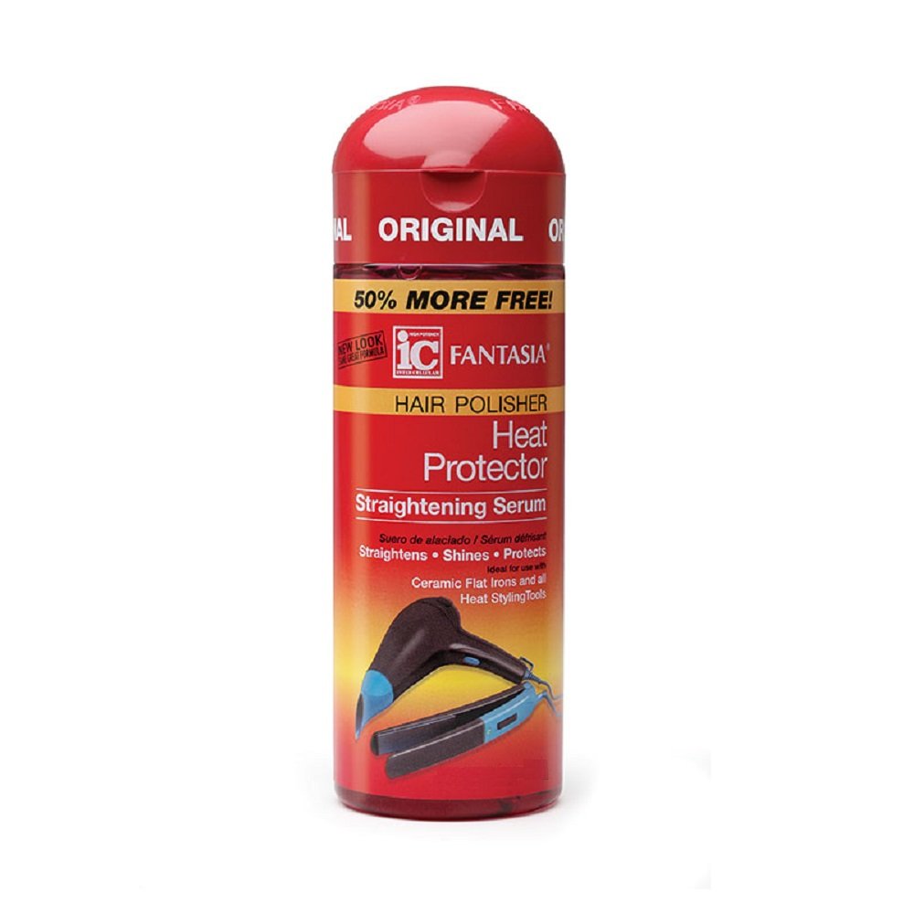 Fantasia IC heat protector serum bottle for smoother, more manageable styling.