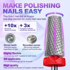 FANTEXY 5-in-1 carbide drill bit for shaping nails