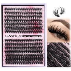 FanXiton Cluster Lashes 280 pcs bundle for lightweight, natural-looking volume, ideal for DIY extensions.