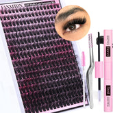 FanXiton DIY lash kit with 10-18mm clusters for a natural, customizable lash look.