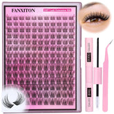 Fanxiton DIY lash extension kit close-up showing 154 lash clusters for natural fullness.