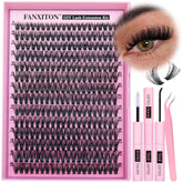 FanXITON DIY lash extension kit with 40D clusters for natural, lightweight volume.