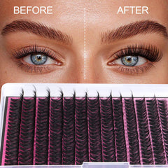 FANXITON cat-eye look created with mix-length lash clusters