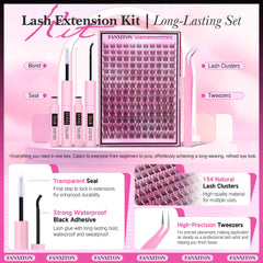 Fanxiton lash clusters arranged in five lengths for customizable enhancement.