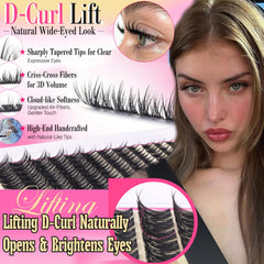 Fanxiton manga lash clusters kit clear bands closeup, natural blend with lashes.