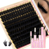FANXITON spiky lash clusters kit for dramatic 3D volume at home.