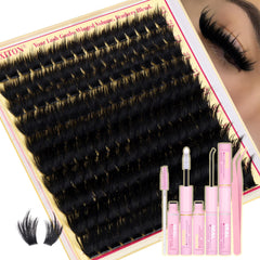 FANXITON spiky lash clusters kit for dramatic 3D volume at home.